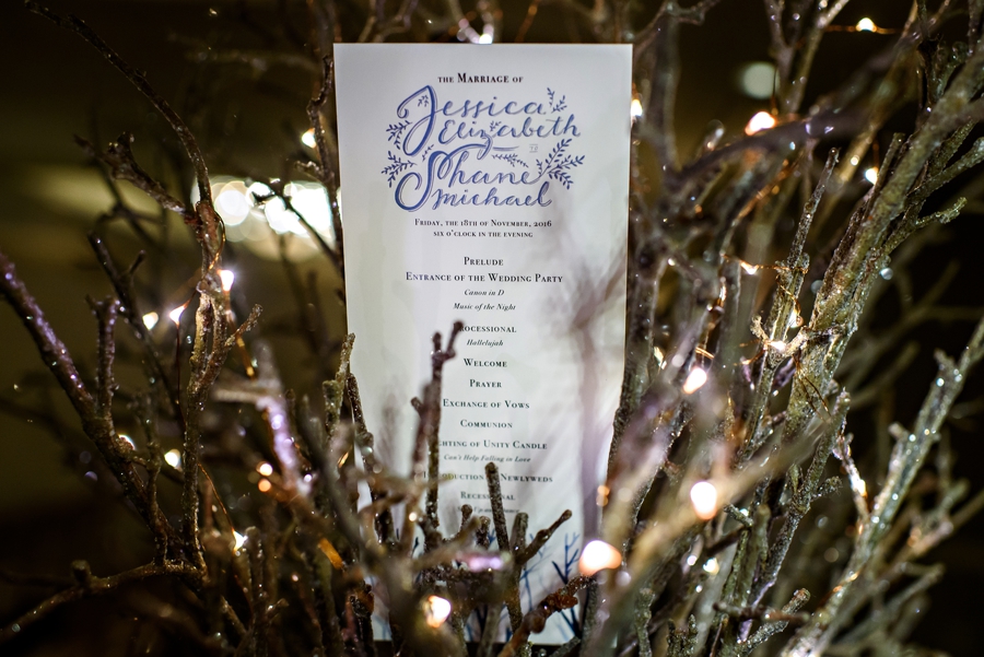 A hand drawn wedding program.